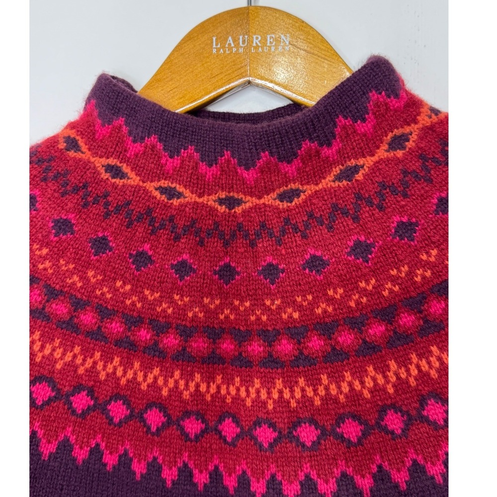 Vintage Eddie Bauer Fair Isle Sweater Women's Med Purple/Red - Picture 3 of 7